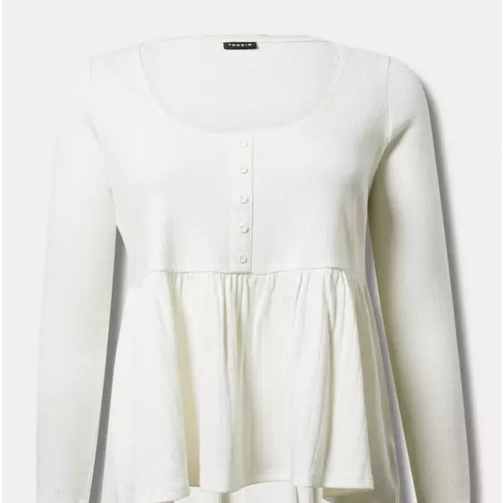 Torrid White Peplum Long Sleeve Blouse